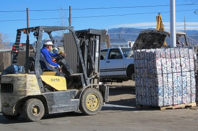 Aluminum bale and forklift