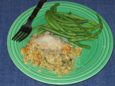 Roasted Squash Risotto and Green Beans