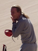 Sand Skiing - Hugh gets a sandy face shot