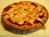 Strawberry Rhubarb Pie with lattice crust